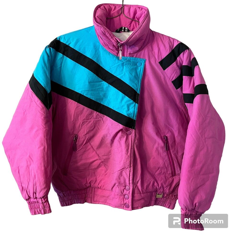 Vintage Altivo Club Jacket Womens Size 10 Colorblock Duck Down Ski Outdoor Pink